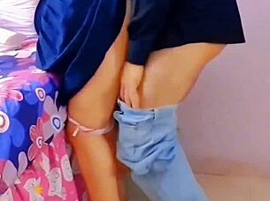 mexican schoolgirl anal creampie then swallows hot cum