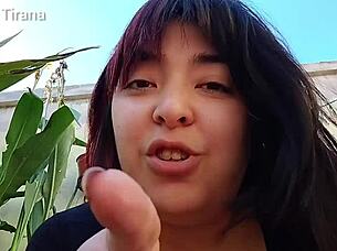 Latina gives JOI instructions on the terrace