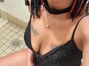 ebony babe masturbates in store pees roadside flashes saggy tits wildly!