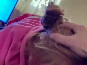 wet blonde gags deep before sloppy hoodie facial cumshot