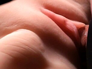 Smooth shaved pussy takes double toy penetration deep