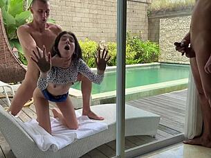 i invited stranger for poolside fuck while husband away