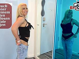 Chubby German housewife natural tits private threesome