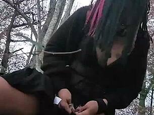 ebony babe masturbates in store pees roadside flashes saggy tits wildly!