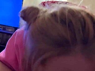 wet blonde gags deep before sloppy hoodie facial cumshot