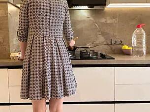 Real Wife Cheats: Petite Redhead Fucks Boss in Kitchen While Hubby Waits