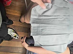 College Uniform Skirt Upskirt Tease Leads to Big Ass Cumshot