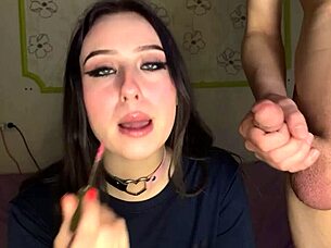how's this skinny teen handling sloppy deepthroat on monster cock?