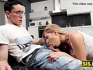 Teen babe seduces busy guy, fucks up game for wild sex.