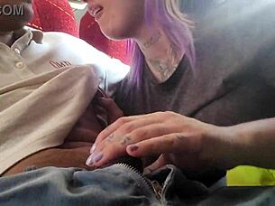 angry blonde slut deepthroats stranger on public bus