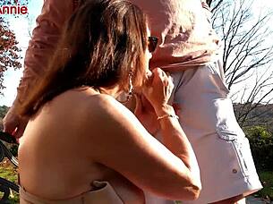 Mature Candi Annie Milks Outdoor Cock for Big Cum Swallow 💦