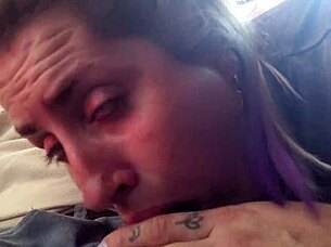 angry blonde slut deepthroats stranger on public bus