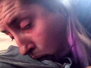 angry blonde slut deepthroats stranger on public bus