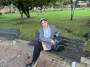 Street stranger seduces student into wild street fuck session.