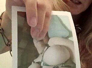 Excited slave flaunts tits, masturbates wildly on cam.