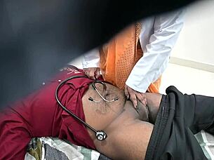 doctor assists indian patient climax during hospital checkup
