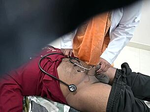 doctor assists indian patient climax during hospital checkup