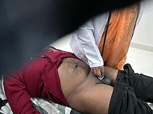 doctor assists indian patient climax during hospital checkup