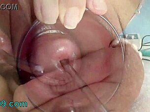 Feel the extreme electro cervix insertion shocking deep into her asian womb during solo anal?