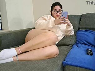 latina wife socks on gulps neighbor's thick cum load 😋