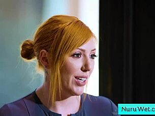 sexy big tit blonde lauren phillips demos nuru massage on david lee