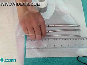 Feel the extreme electro cervix insertion shocking deep into her asian womb during solo anal?