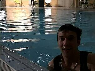 Blonde italian slut bends over swallows cum from hard cock