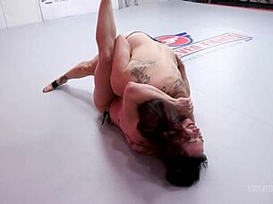 bella rossi wrestles brandi mae into rough pussy fingering