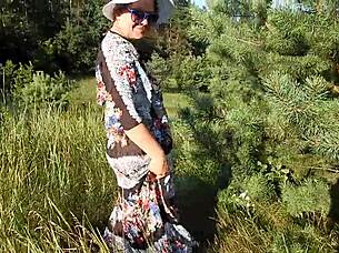 hairy chubby mature flashes pussy on nudist beach