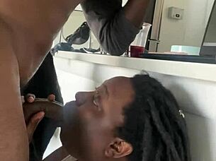 your 18+ desk pet gags on sloppy deepthroat cock