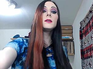 Shemale Teases Juicy Cock Through Jeans Before Explosive Webcam Cum