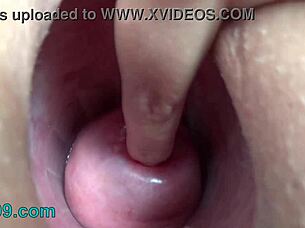 Feel the extreme electro cervix insertion shocking deep into her asian womb during solo anal?