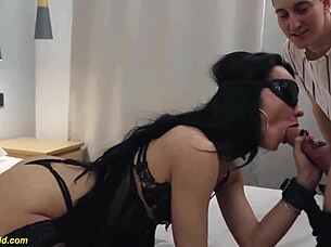 flexi milf's tight ass destroyed in rough cuckold blindfolded pounding