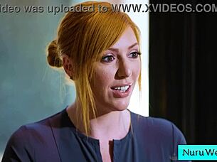 sexy big tit blonde lauren phillips demos nuru massage on david lee