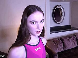 hazel moore gulps huge cum mouthful poolside