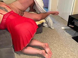 Blonde milf sucks sleeping stepson's huge cock deepthroat