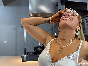 claudia strips, begs play with pierced milf nipples