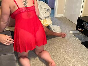 Blonde milf sucks sleeping stepson's huge cock deepthroat