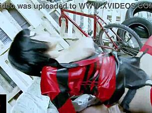 shaved brunette teases lick pussy then rides cowgirl bent over doggystyle cum on big tits