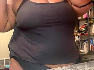 i moan loud as he fucks my shaved wet pussy in kitchen quickie