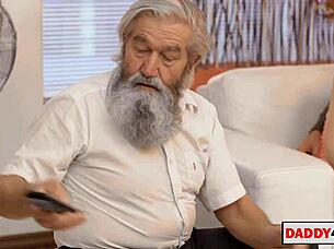 Perverted young redhead girlfriend teases with small tits and pussy play