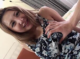 Marimu Amamiya Blonde Japan Girl Fingers Shaved Pussy In Fishnets
