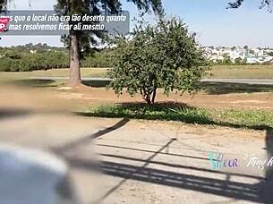 naughty milf couple orgasms with creampie as cars watch public fuck