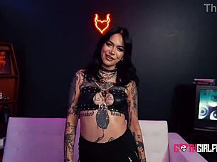 tattooed goth aurora, submit to my bdsm cock for rough pleasure now