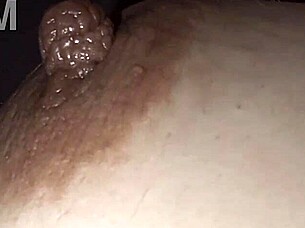 Milf slut's balloon tits leak creamy milk temptation