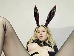cute bunny caresses swollen clit and juicy labia sensually 🐰💕