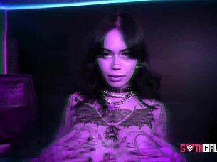 tattooed goth aurora, submit to my bdsm cock for rough pleasure now