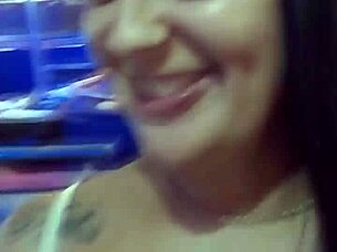 bia fire drains balls backstage with curvy brazilian latina quickie