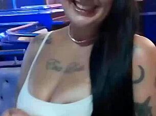 bia fire drains balls backstage with curvy brazilian latina quickie