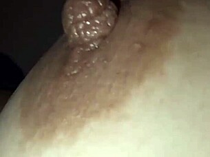 Milf slut's balloon tits leak creamy milk temptation